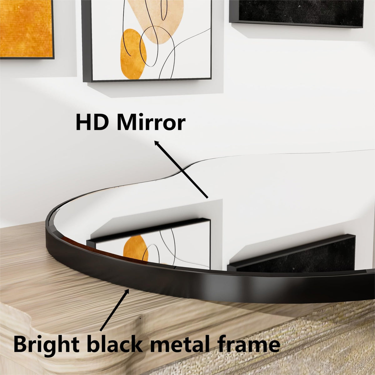 Irregular Decorative Wall Mirror 20x36 Black Modern Abstract Wall Art