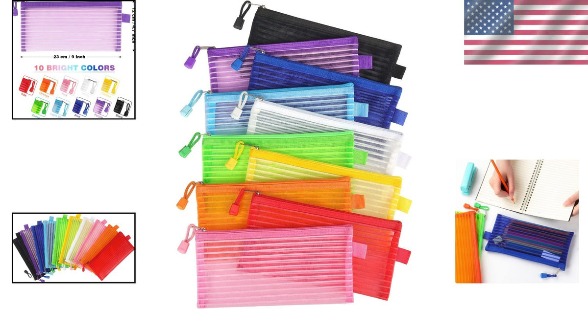 Colorful Travel Zipper Bags Set - Waterproof Organizer Pouches, 9x4.7 Inches