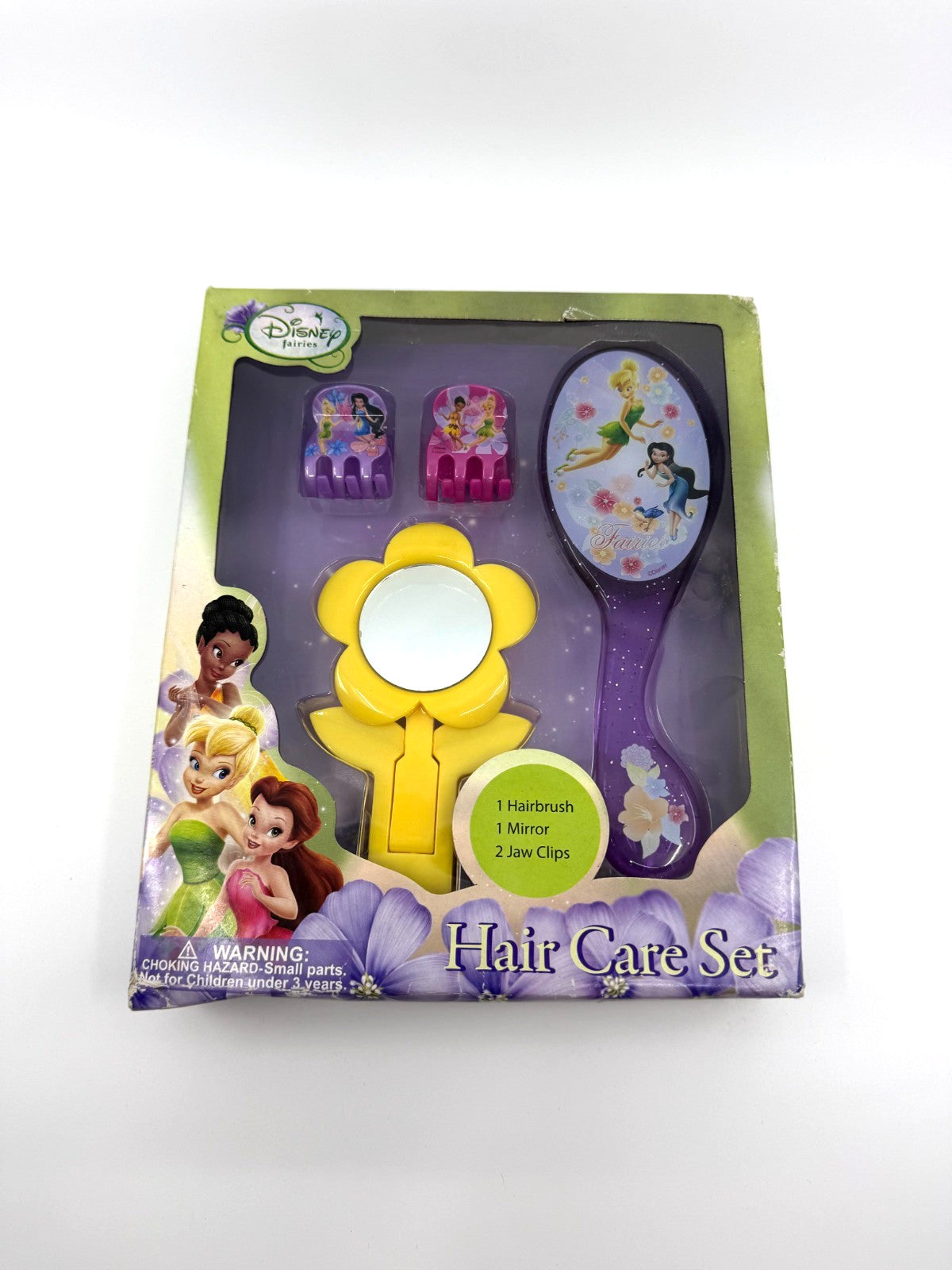 Disney Fairies Hair Care Set with Hairbrush, Mirror & Clips for Kids