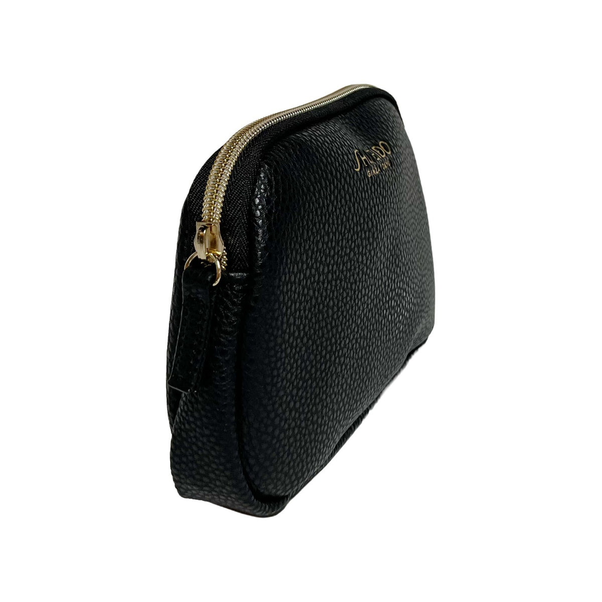 Travel Makeup & Cosmetic Pouch Set with Skincare Products - Black Faux Leather