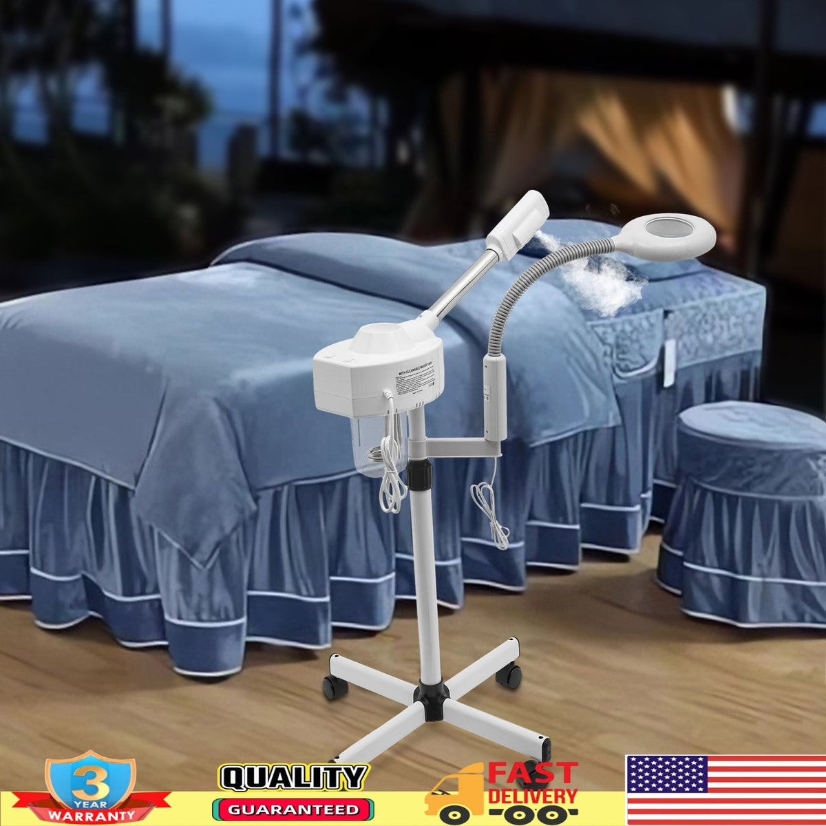 2-in-1 Facial Steamer with 5X LED Magnifying Lamp and Ozone Spa Skin Care