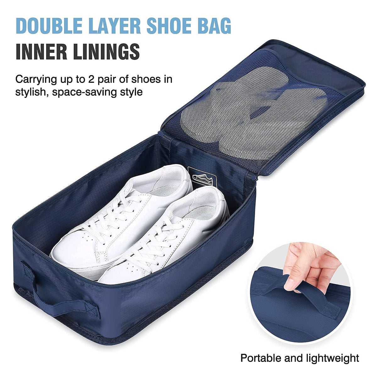 Ultralight Travel Packing Cubes Set - 6 Pieces, Navy Blue Organizer