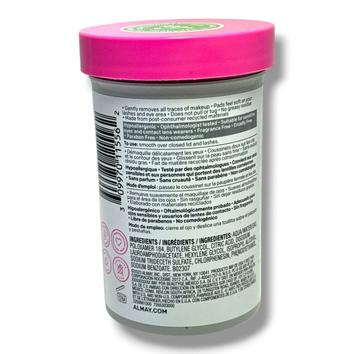 Biodegradable Oil-Free Micellar Eye Makeup Remover Pads - 120 Count