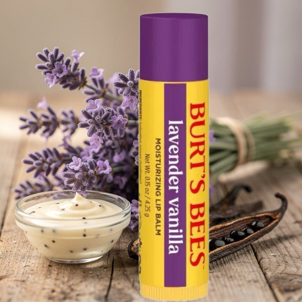 Lavender Vanilla Lip Balm Set - Moisturizing 0.15 oz Tubes, Pack of 4