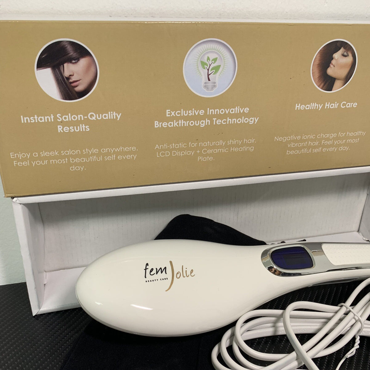 Electric Hair Straightener Brush 3-in-1 Digital Styling Tool for Hair - FemJolie