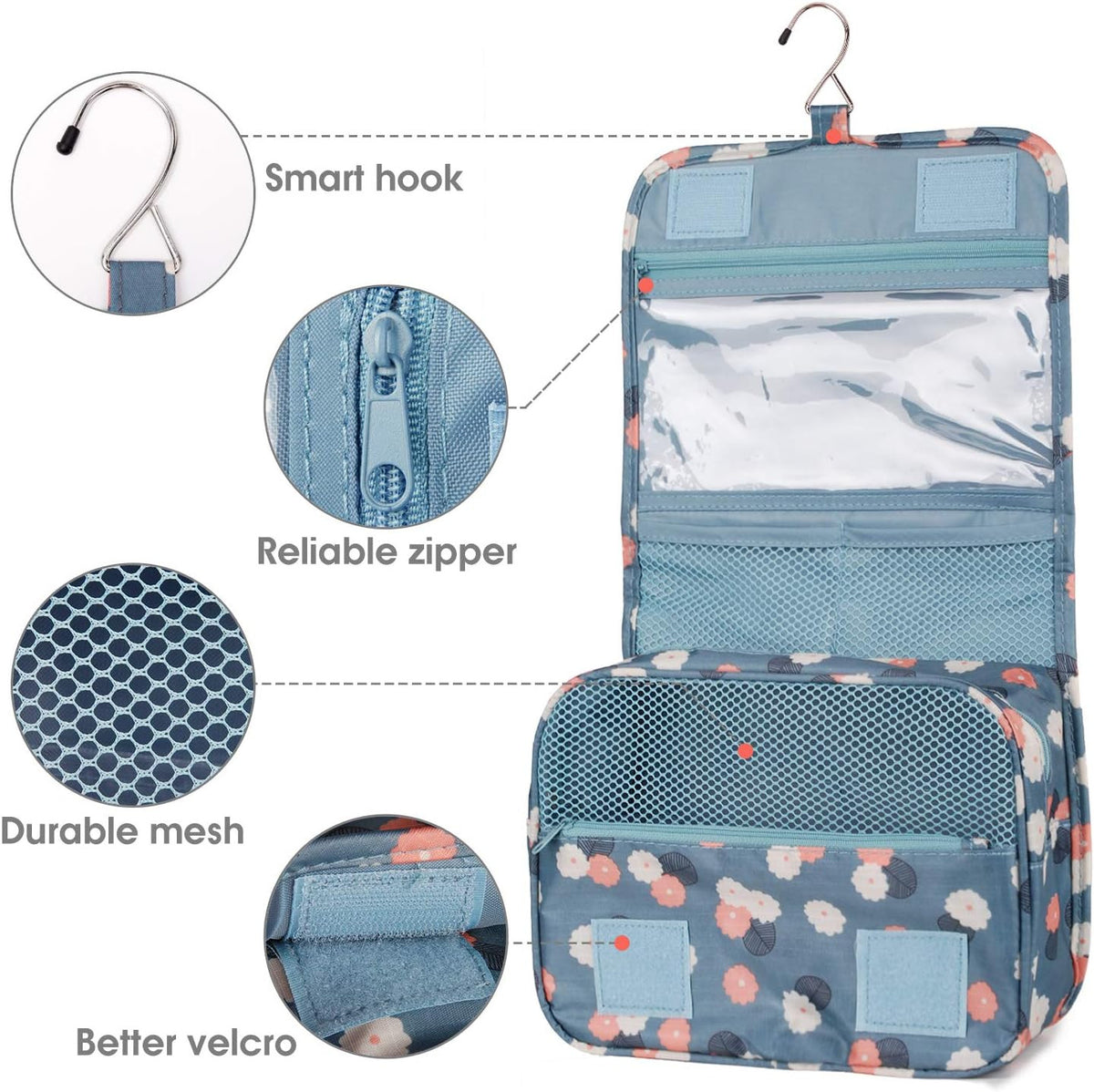 Travel Toiletry Bag for Women - Hanging Waterproof Organizer for Cosmetics & Essentials