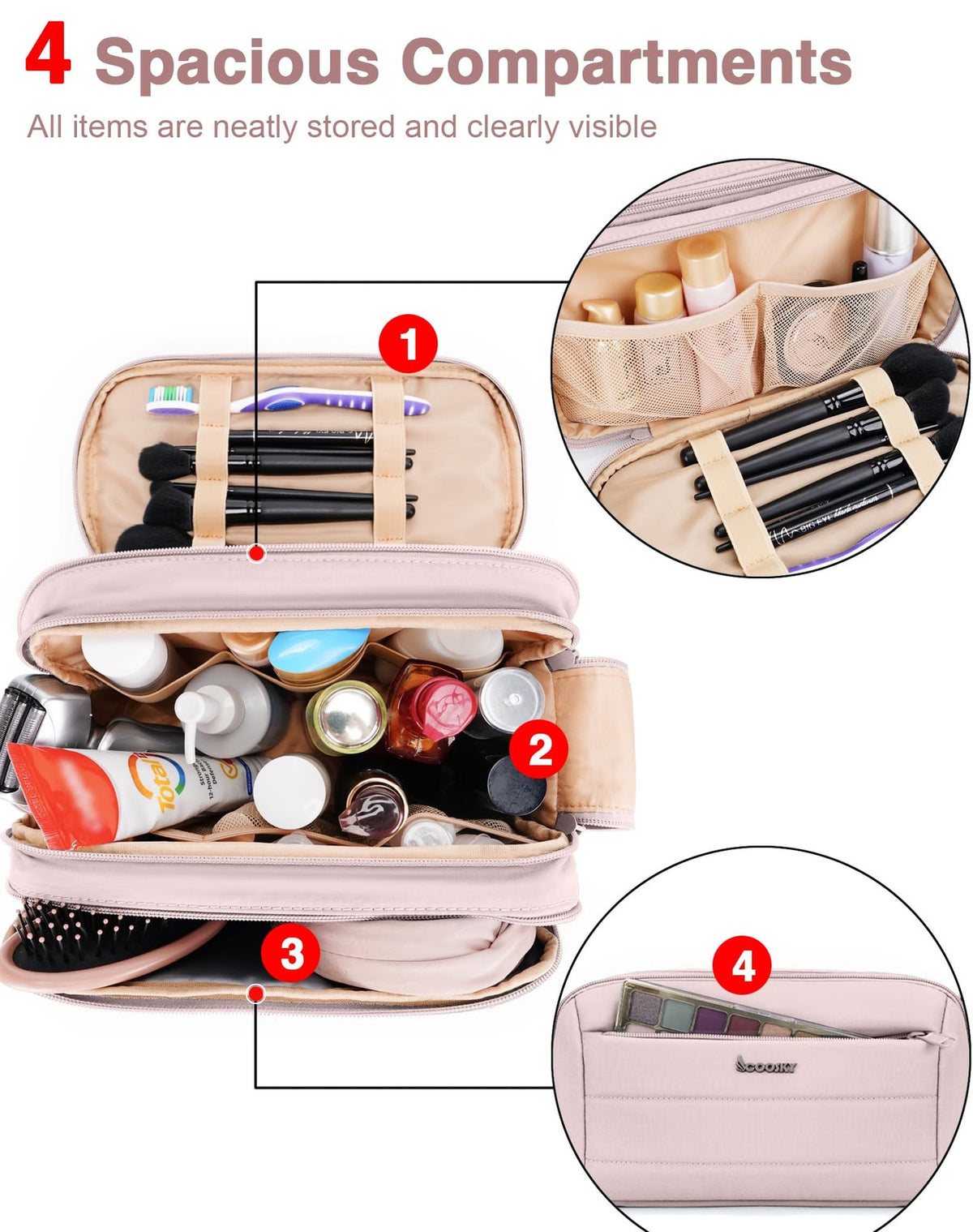 Travel Toiletry Bag Men Women Waterproof Organizer with Wet Dry Compartments