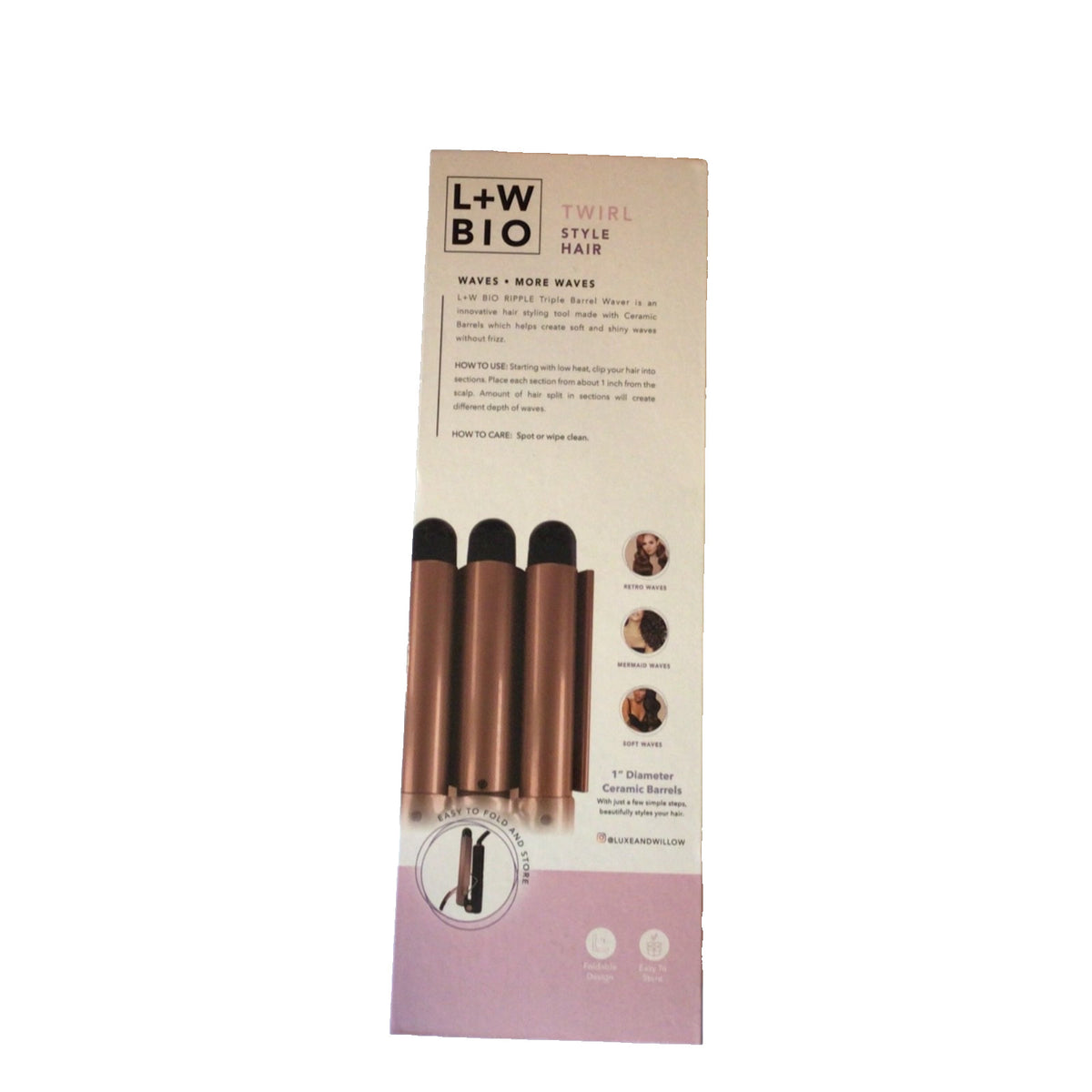 Luxe Willow Triple Barrel Waver Curling Iron 1 Inch Ceramic Barrels