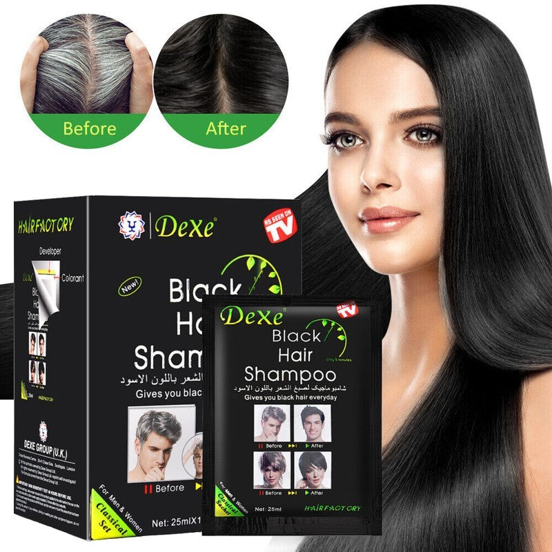 Black Hair Dye Shampoo - Natural Herbal Formula