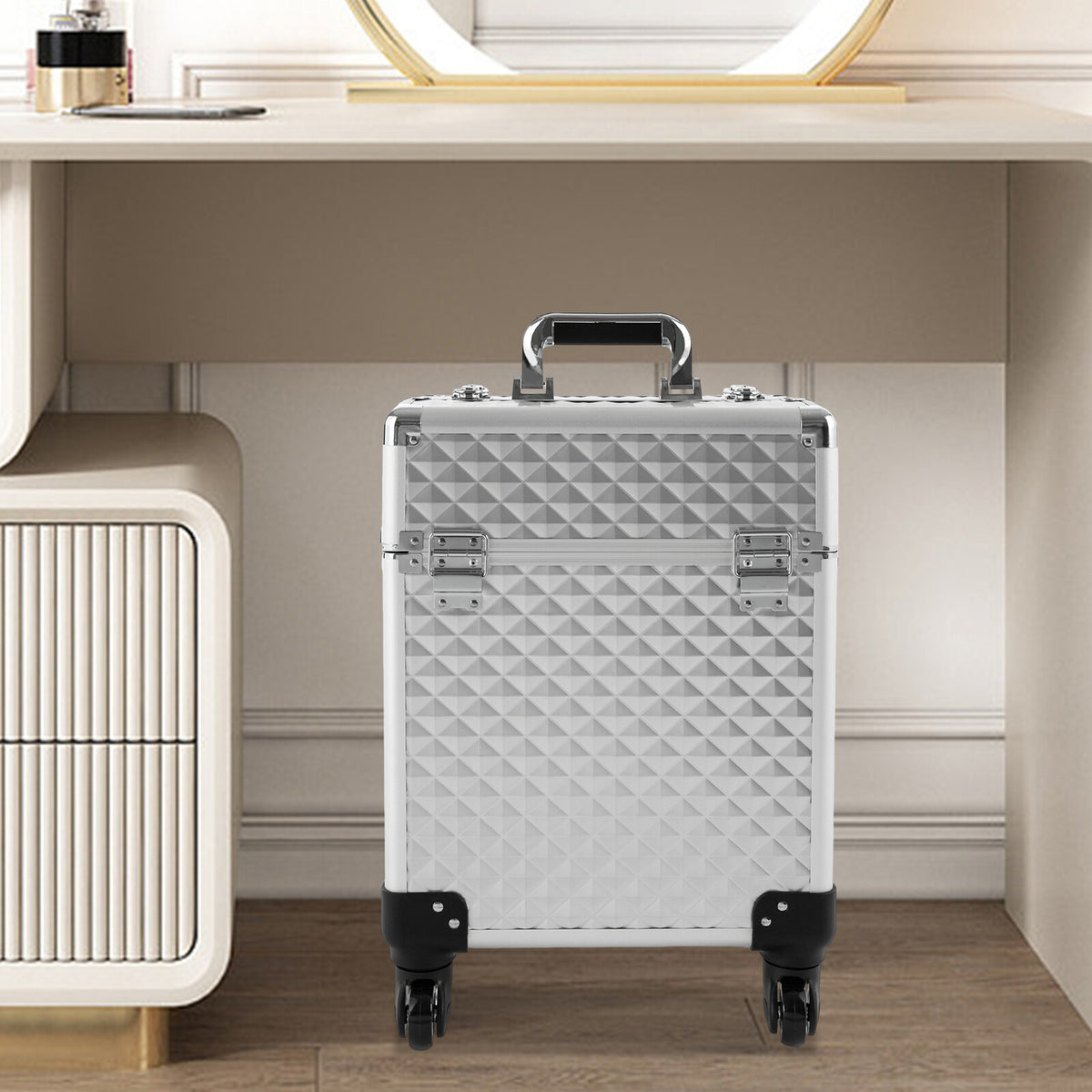 Professional Makeup & Cosmetic Storage Case with Wheels & Lock