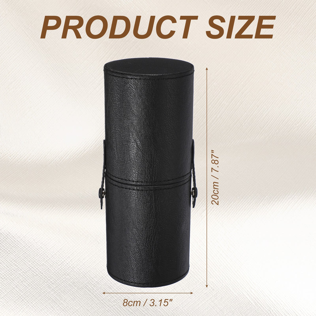 Portable Makeup Brush Holder with Strap - Waterproof PU Leather Black