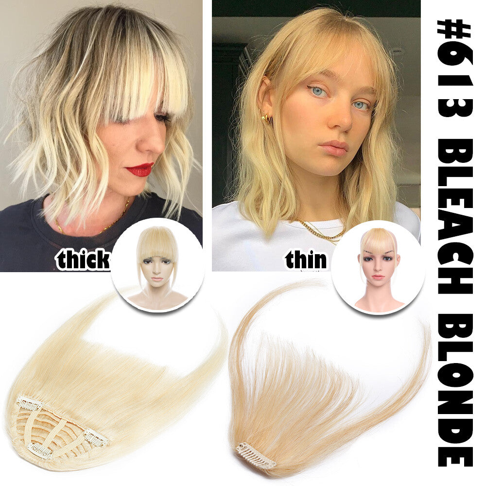 Clip-In Thick Fringe Bang Hair Extensions for Women - Remy Human Hair