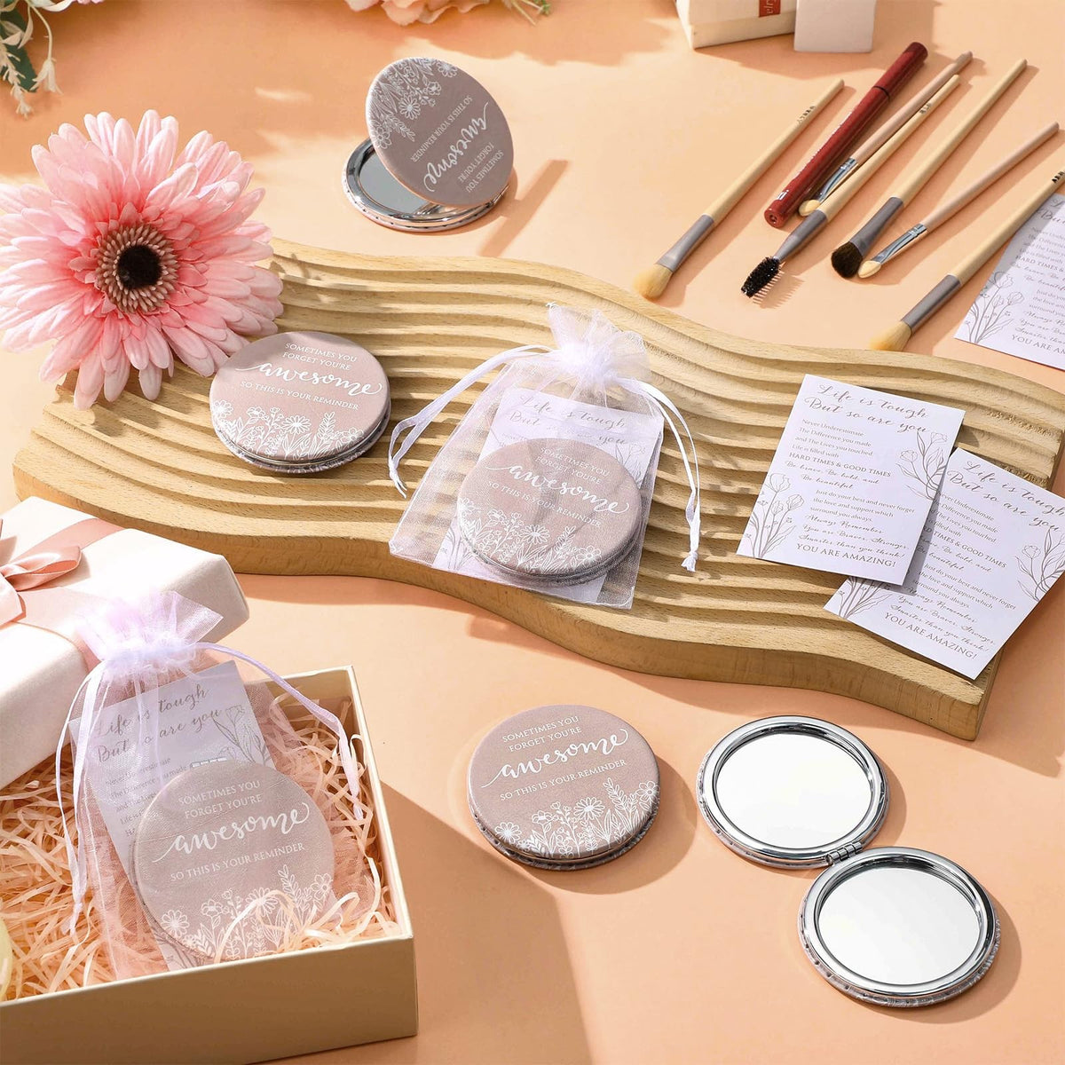 Inspirational Compact Mirror Gift Set for Women - Bulk 12 Pack, Mother's Day