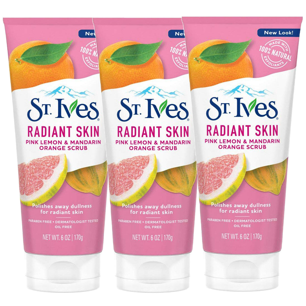 3-Pack New St Ives Scrub, Even & Bright Pink Lemon Mandarin Orange 6