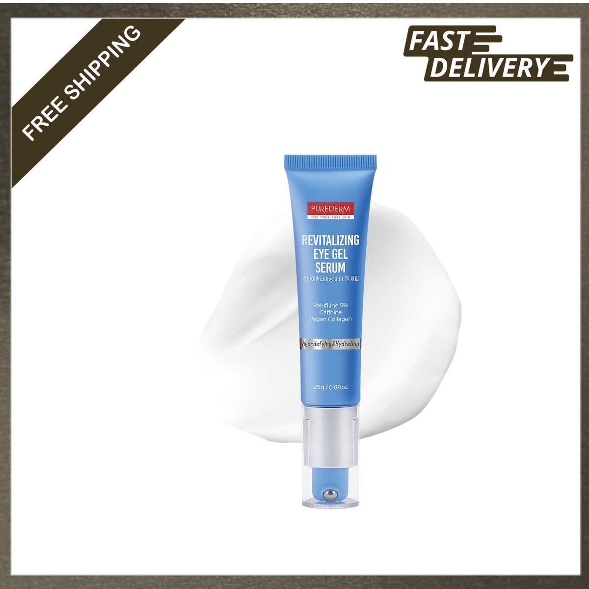 Revitalizing Eye Gel with Caffeine & Cooling Roller – Reduces Puffiness & Dark Circles