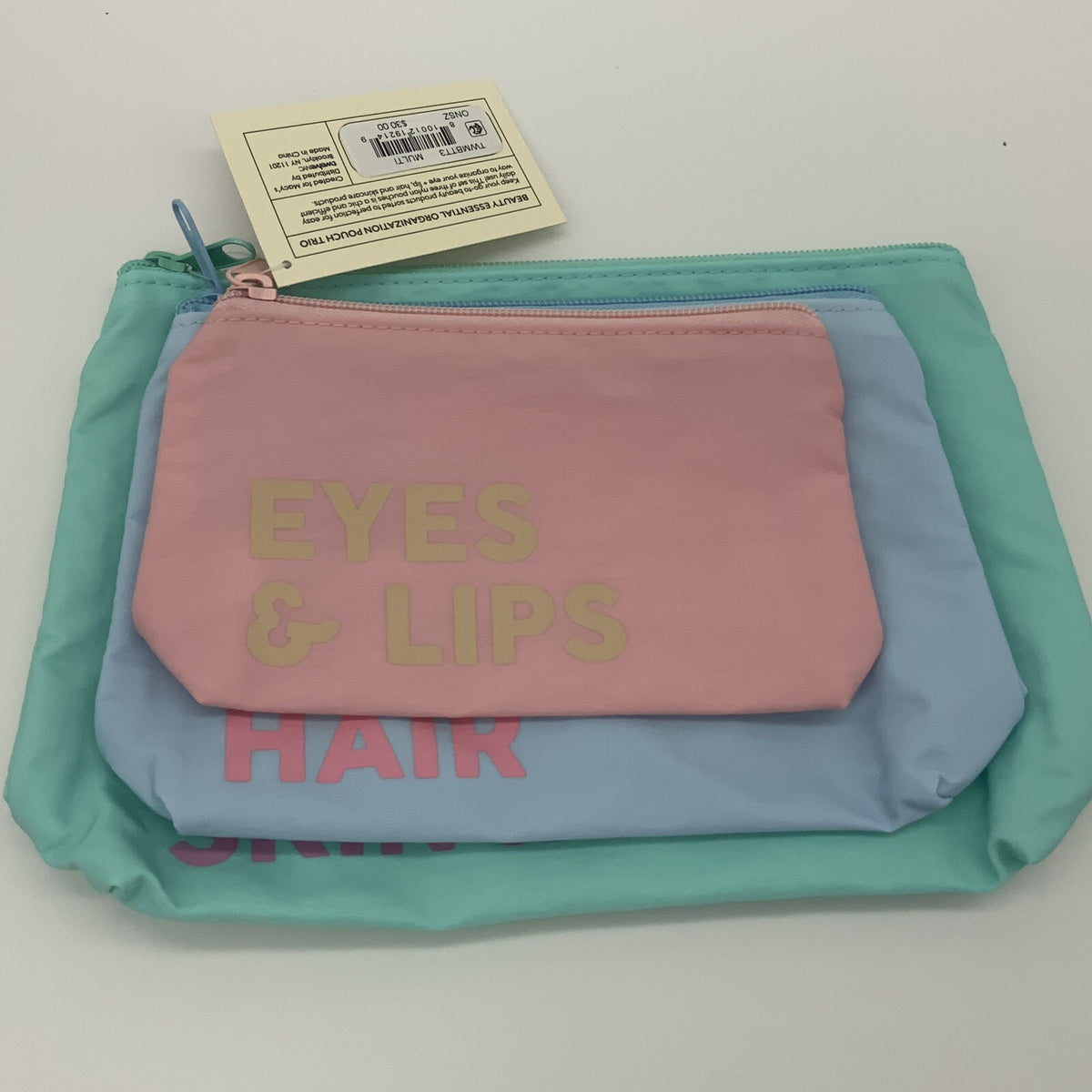 3 Piece Makeup and Beauty Bag Set for Eyes Skincare Hair Accessories