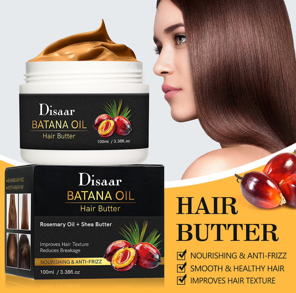 Disaar Beauty Batana Rosemary Shea Butter Hair Anti-Frizz Smooth 100ml