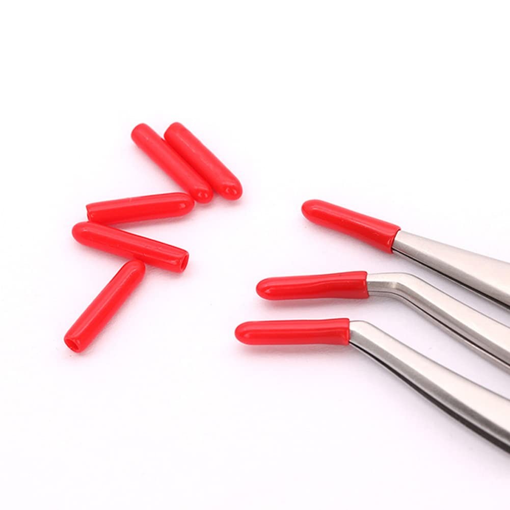 100 Pieces Red Silicone Eyelash Tweezers Tip Protectors - Eyelash Grafting Accessories