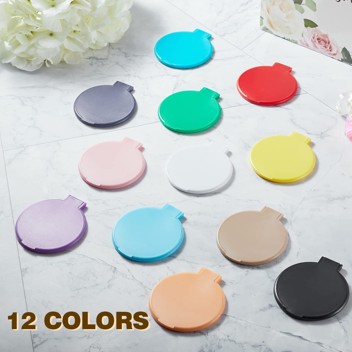 24 Pack Compact Pocket Mirrors for Makeup and Purse, 12 Colors