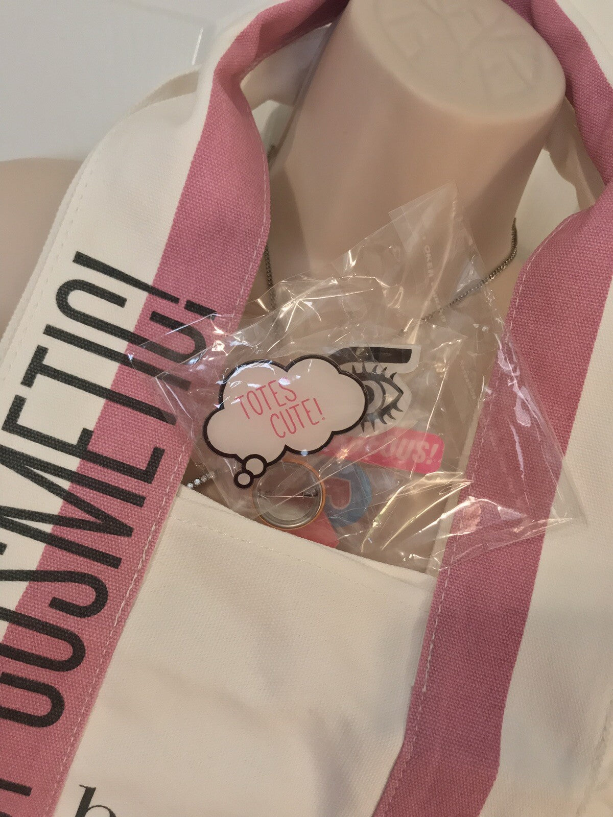 Laughter Is the Best Cosmetic Canvas Tote Bag with Pins - Benefit