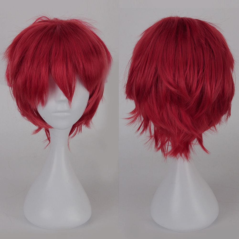 Anime Cosplay Wigs Short Straight Heat-Resistant Synthetic Hair Costume Accessory