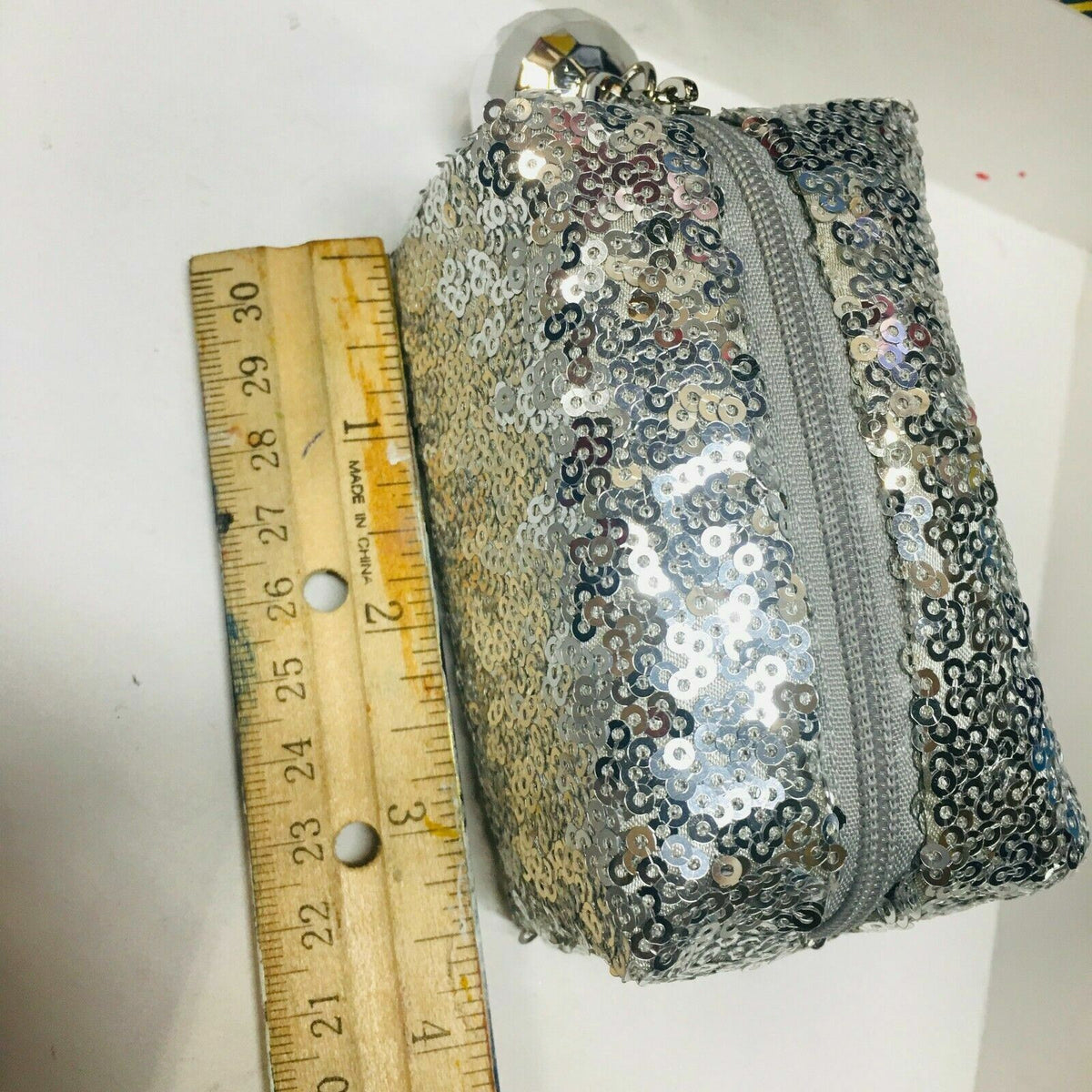 Mini Makeup Bag with Silver Ball - Small Travel Cosmetic Pouch