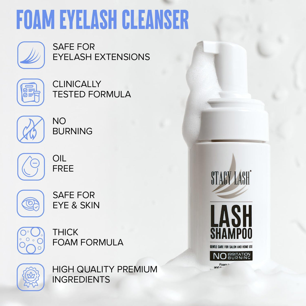 Eyelash Extension Shampoo Foaming Cleanser for Natural Lashes 200ml