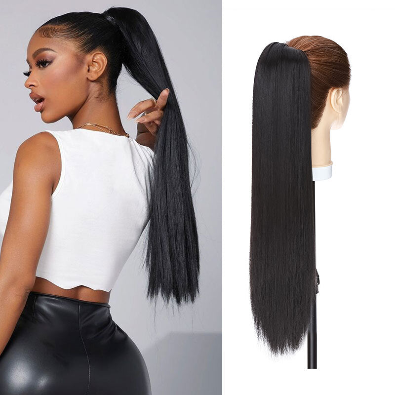 26-Inch Real Human Hair Ponytail Extension with Claw Clip - Thick Hairpiece