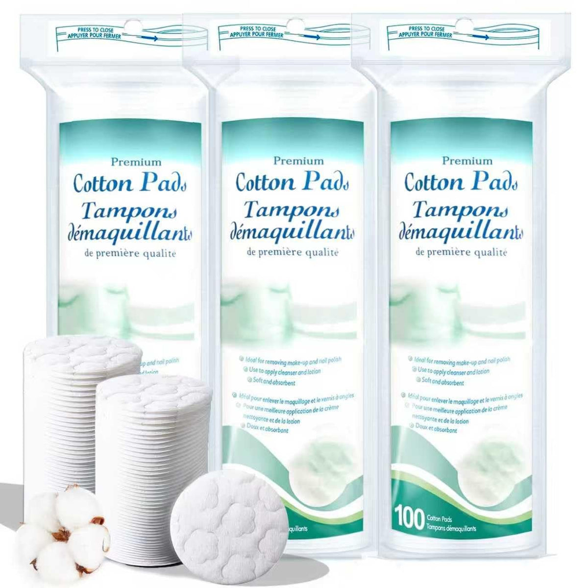 Cotton Rounds for Face - 300 Count, 2.36 Inch Diameter, Hypoallergenic & Gentle