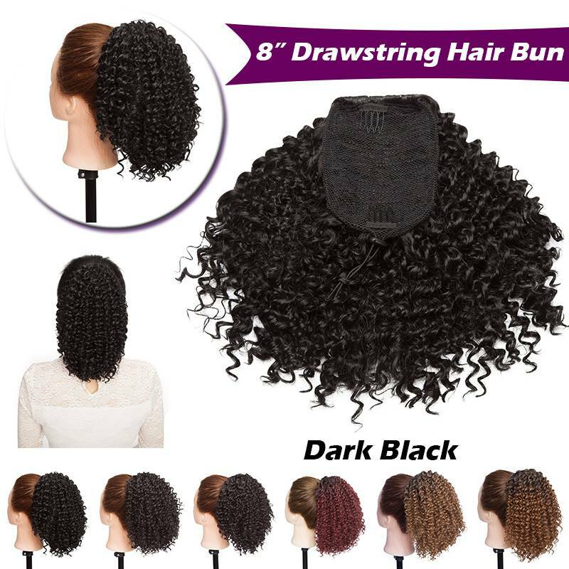Afro Kinky Curly Ponytail Extensions Clip-In Hair Bun High Puff - Multiple Colors