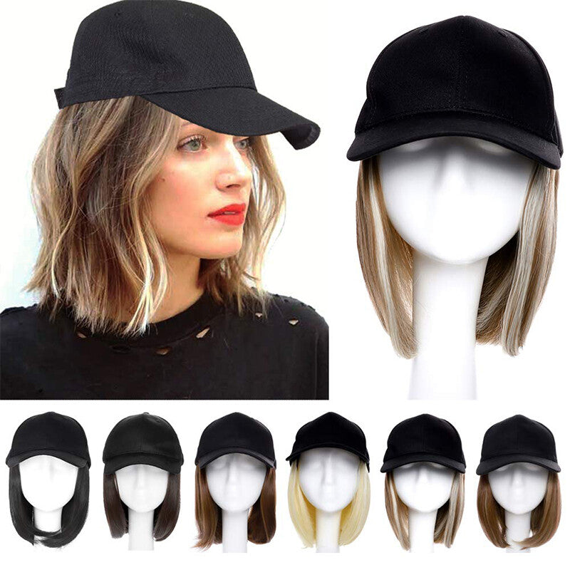 Baseball Cap with Synthetic Hair Extensions - Straight, Curly, Wavy Fits Most