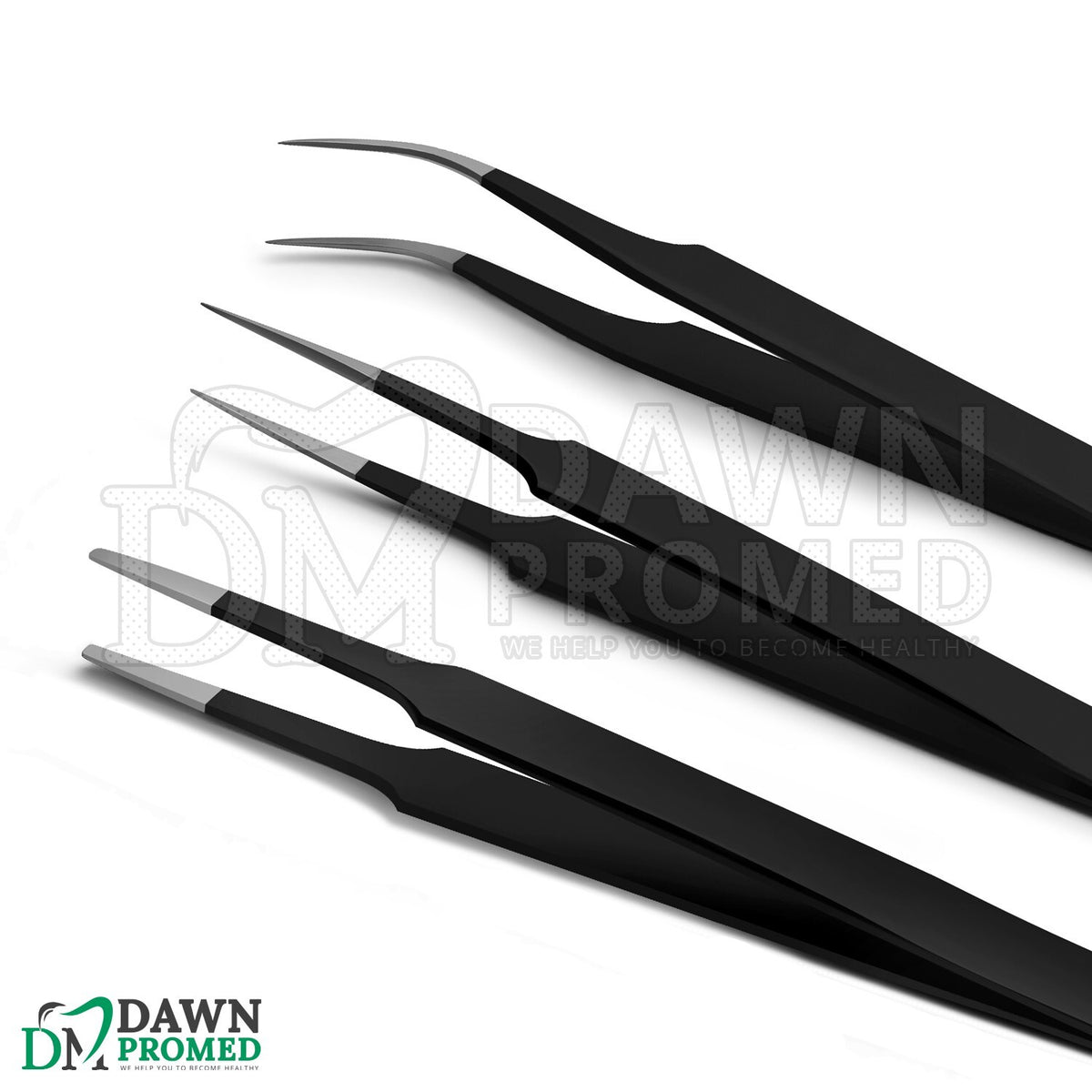 Precision Tweezers Set 3 Pcs with Carrying Case - Extra Fine, Angled, Blunt Tips for Electronics & Beauty