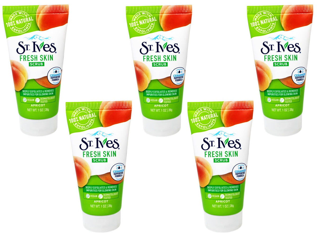 St. Ives Fresh Skin Scrub, Deep Exfoliator, Apricot, 1 OZ - 5 Pack