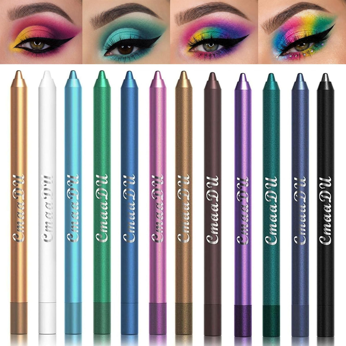 12 Colors Eyeliner Set - Metallic Pearl Shades for Eye Makeup & Art