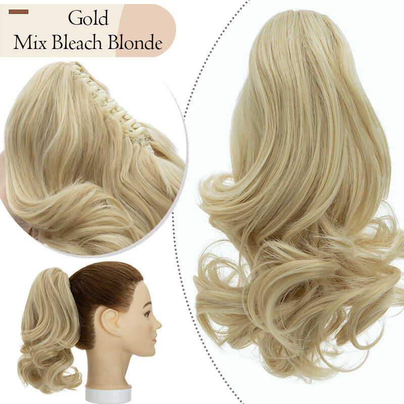 Messy Bun Scrunchie Hair Ponytail Claw Clip Updo Extensions - Thick Ombre Style
