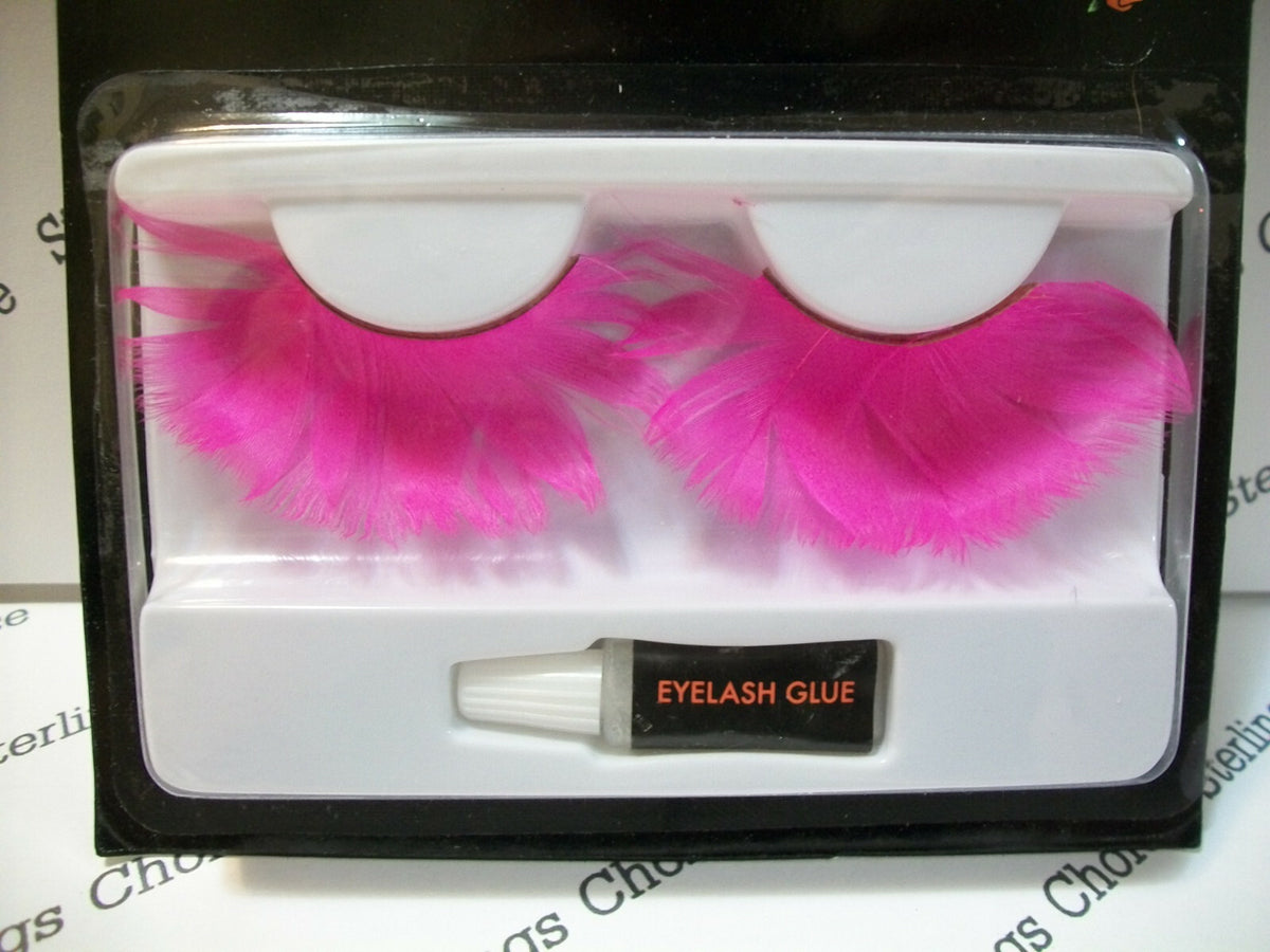 Pink Feathered False Eyelashes Pack of 2 - Glamour & Costume Makeup