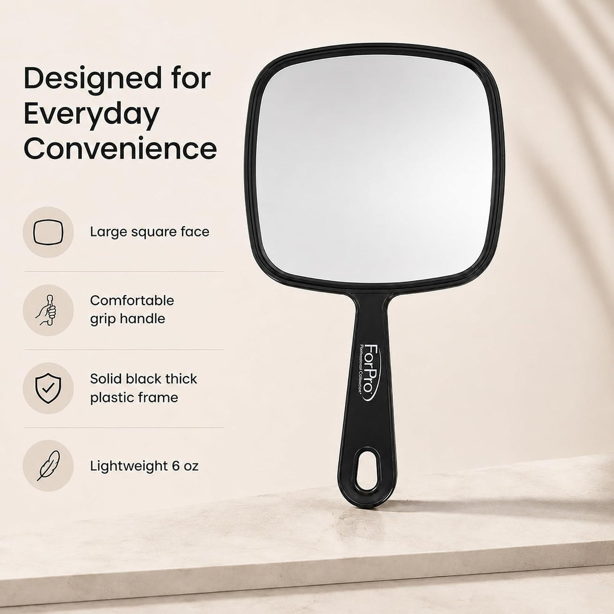 Large Handheld Mirror with Handle 9x12 Inches - Travel & Makeup Mirror