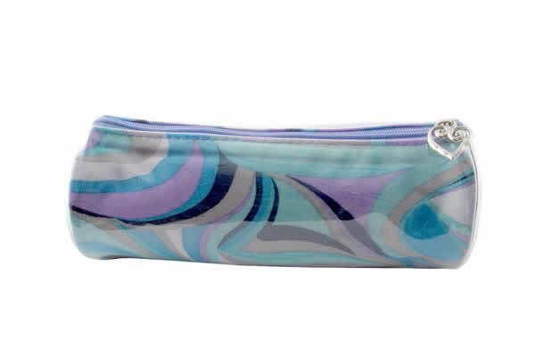Retro Vinyl Makeup Bag - Small Zippered Cosmetic Pouch 7x2.75 Inches