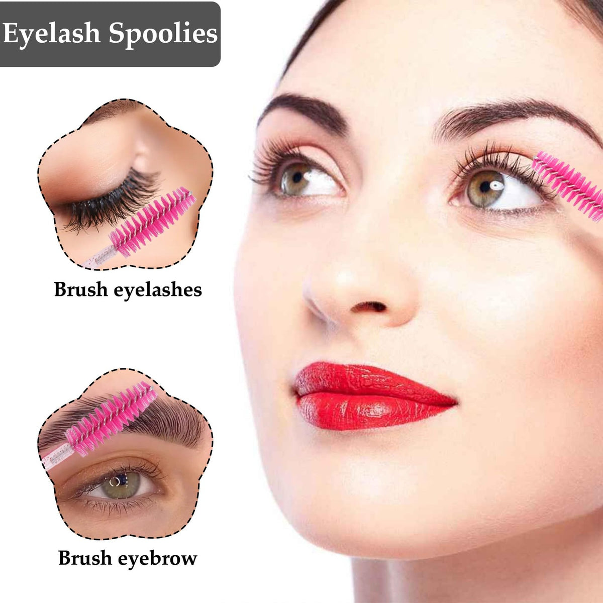 500PCS Eyelash & Eyebrow Brush Spoolies - Lash Extension & Makeup Tool