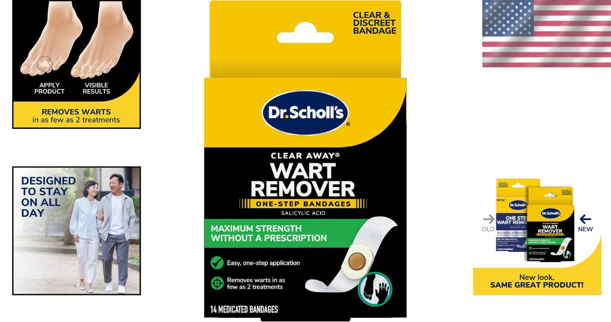 Maximum Strength Wart Remover - 14 ct Clear Discreet Bandages for