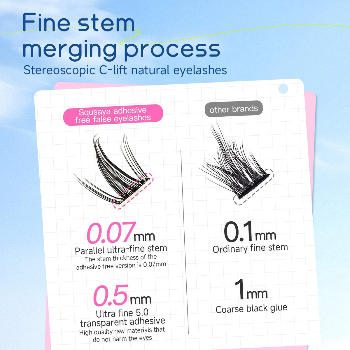Pre Glued Eyelash Clusters Set U65 - Natural False Lashes for Easy Wear