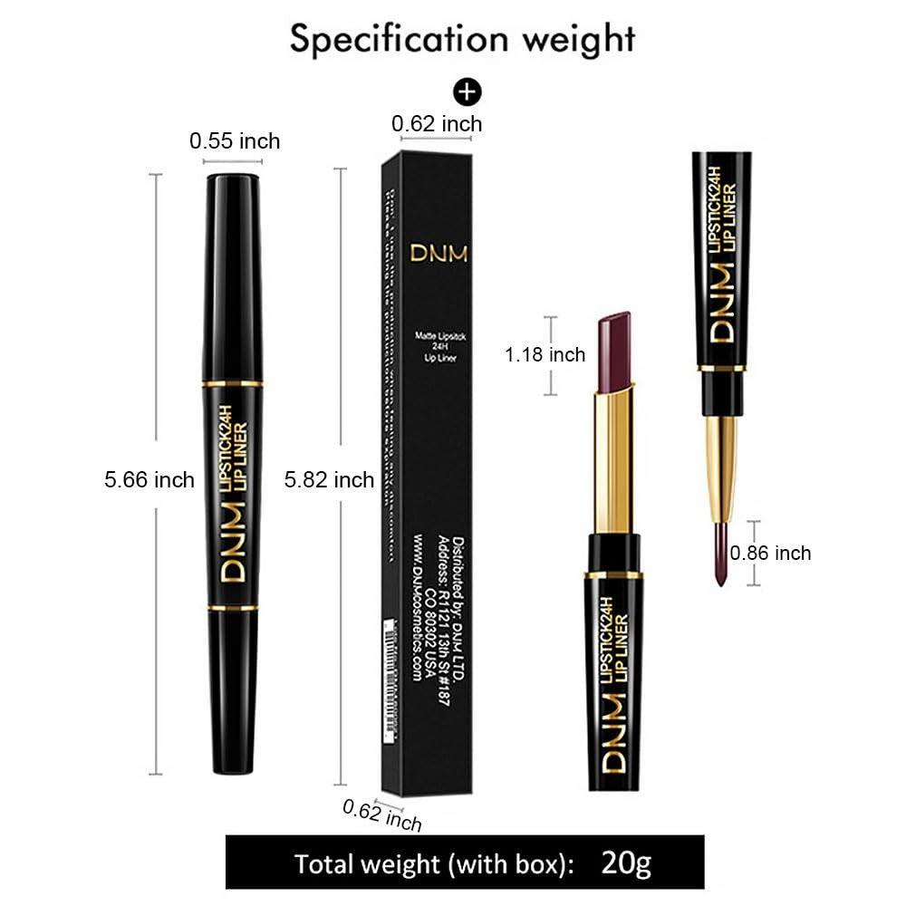 Peach Lip Liner & Lipstick Set Kit - Waterproof, Matte Finish, Retractable Pencil