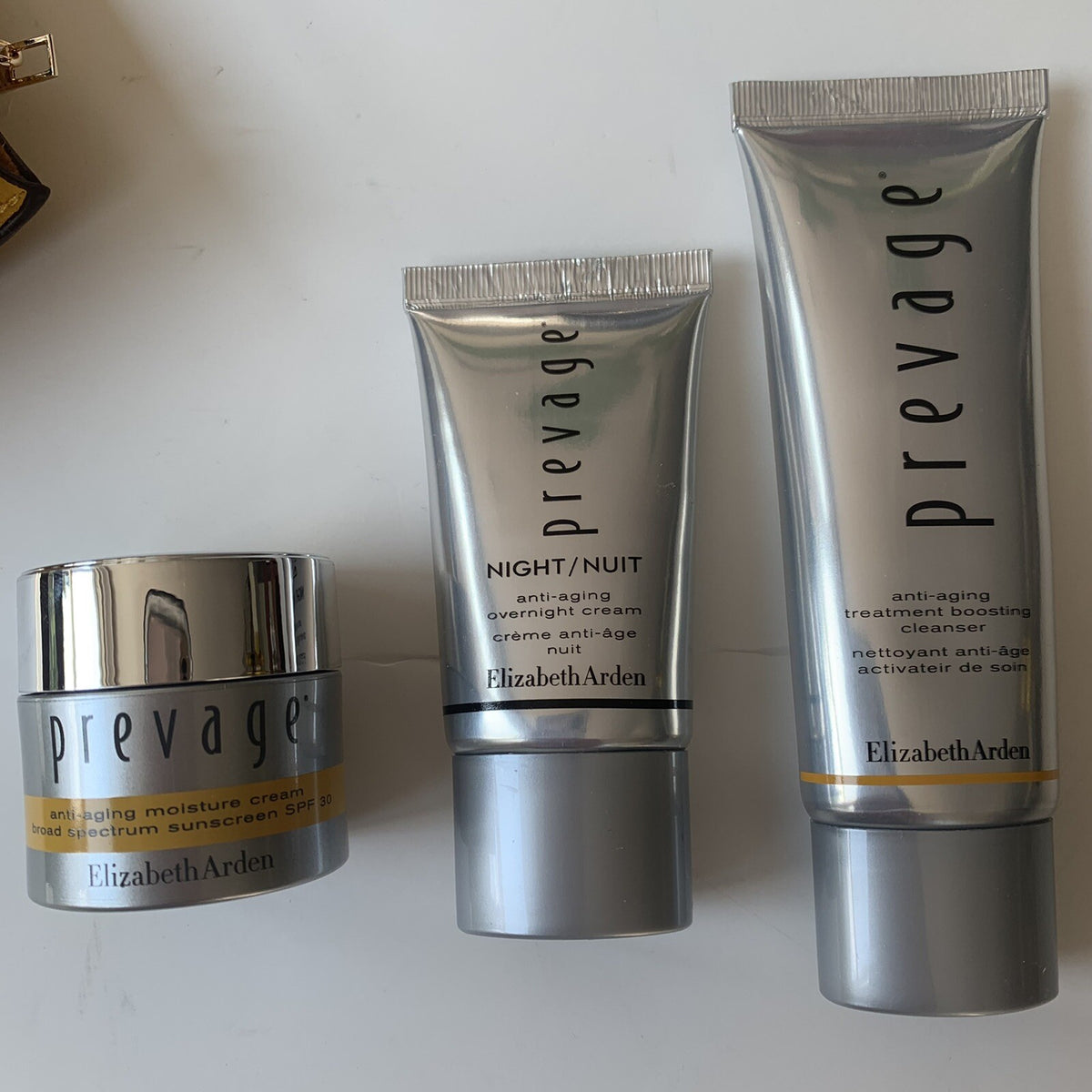 Travel Skincare Set with Overnight Moisturizer, SPF 30 Day Cream, Cleanser & Bag