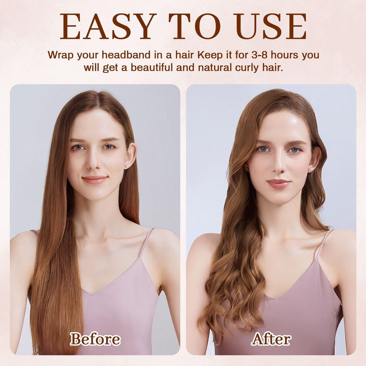 Velvet Heatless Hair Curler Set - 5Pcs, No Heat, Deep Pink