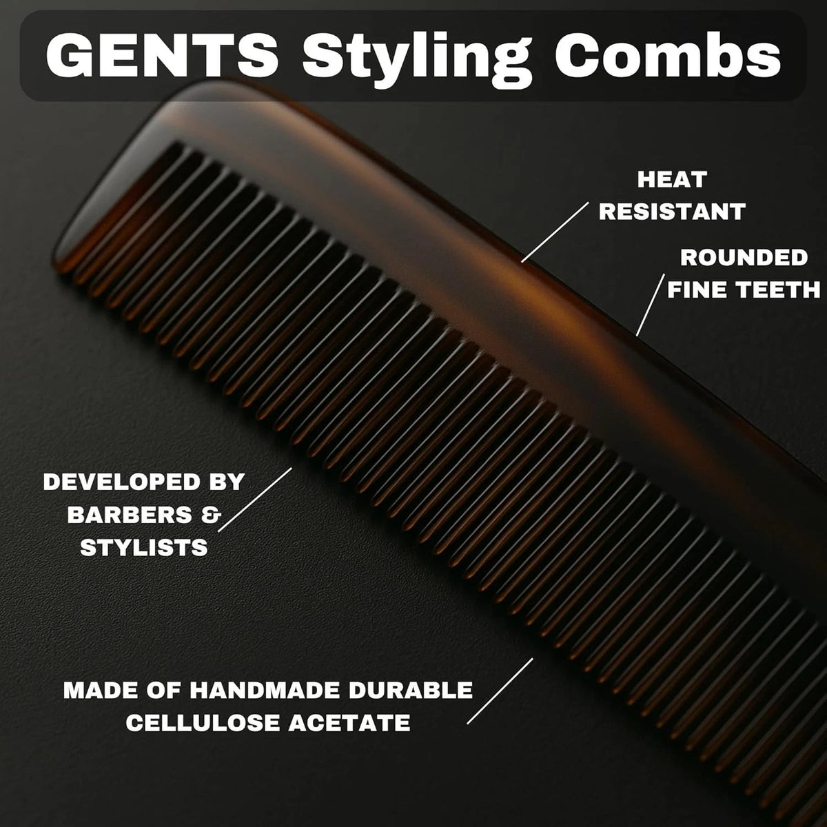 Travel Hair Comb Set for Men and Women - Mustache, Beard, Eyebrow Fine Tooth Grooming Kit