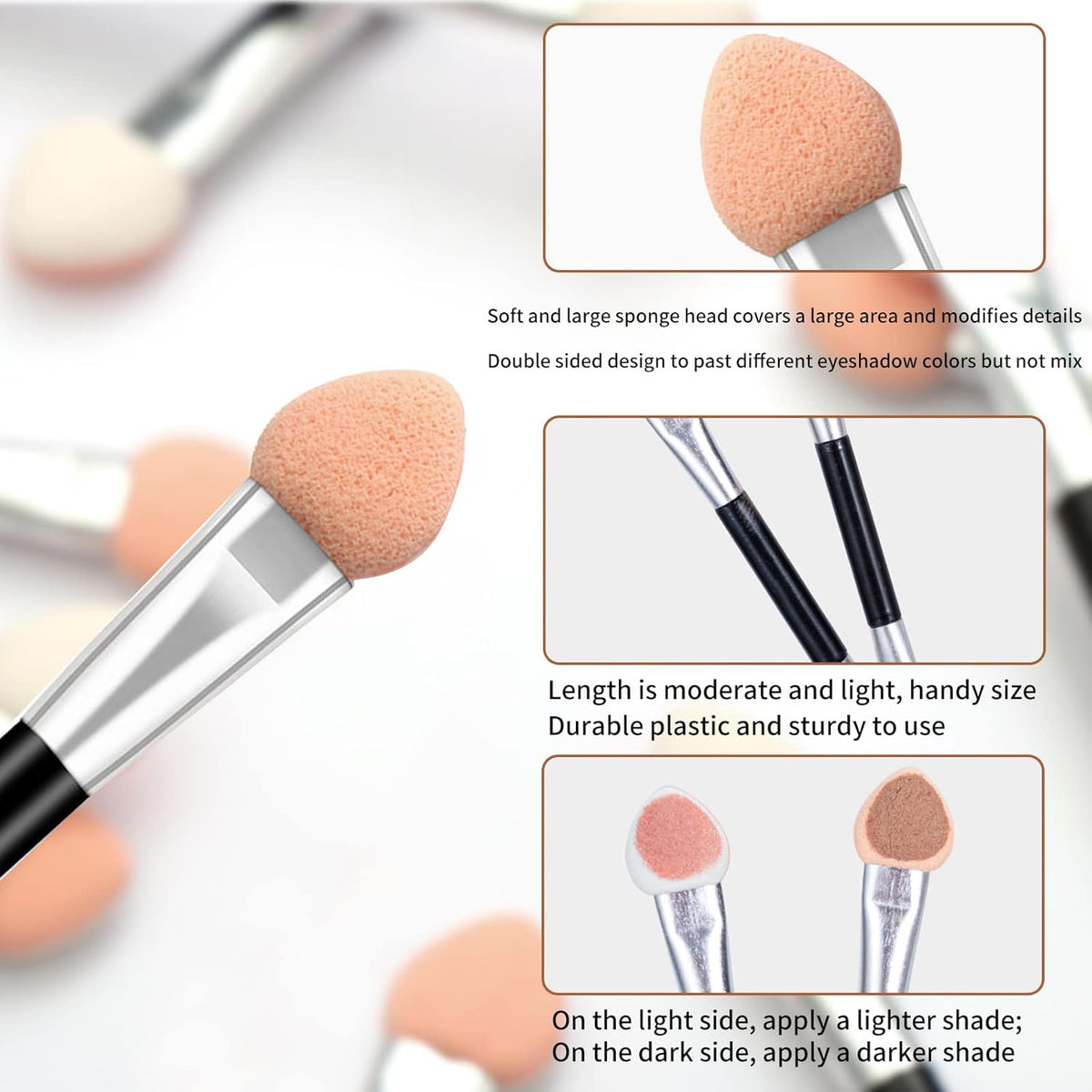 30Pcs Disposable Dual-Sides Eyeshadow Applicators Double-Ended Makeup Sponges