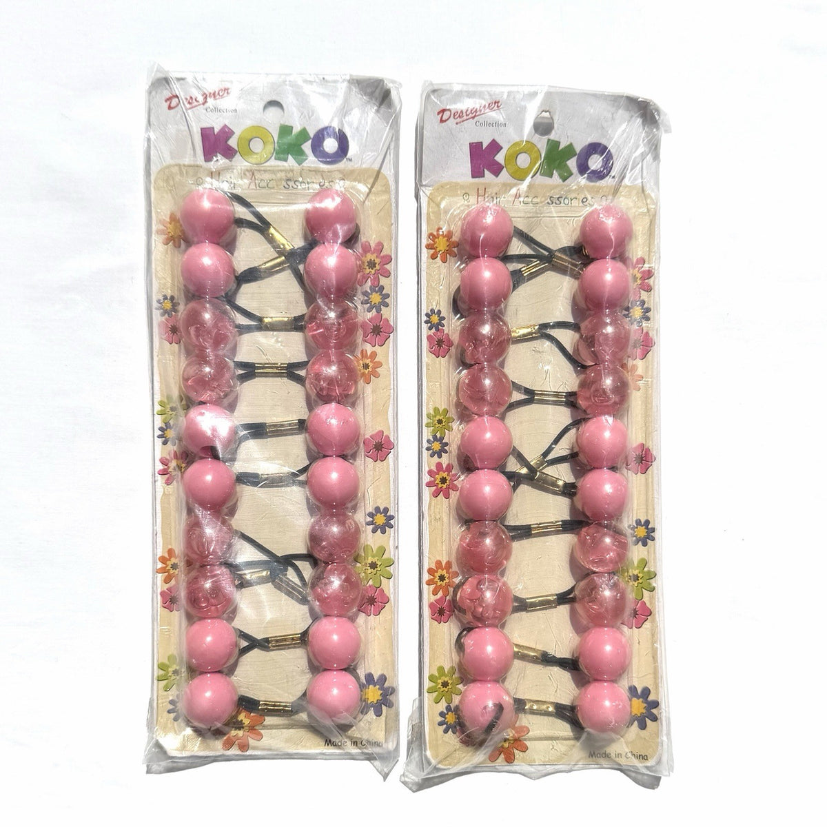 Koko Twinbead Bubble Ponytail Holders Pink 2 Packs 20 Each