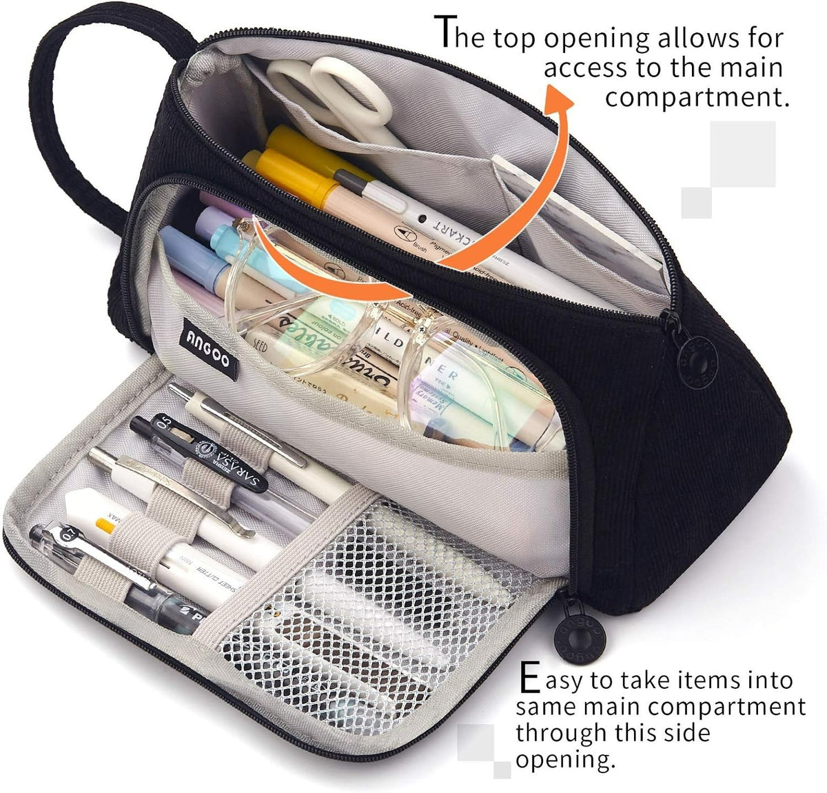 Large Capacity Corduroy Pencil Case - Stylish Organization for Pens & Essentials