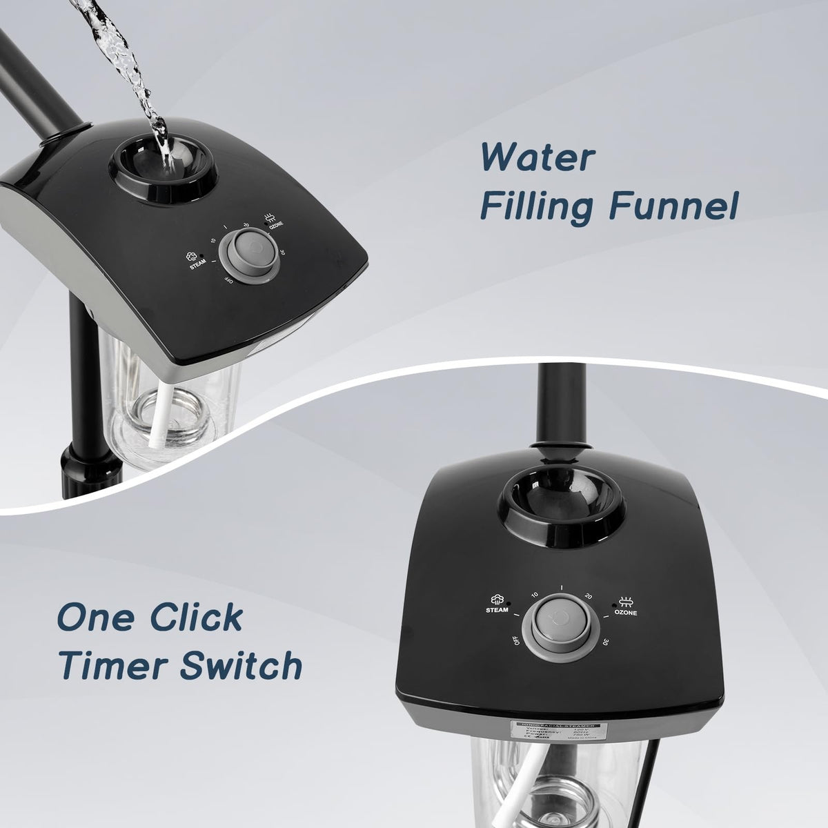 Black Professional Facial Steamer Machine Personal Skin Care Deep