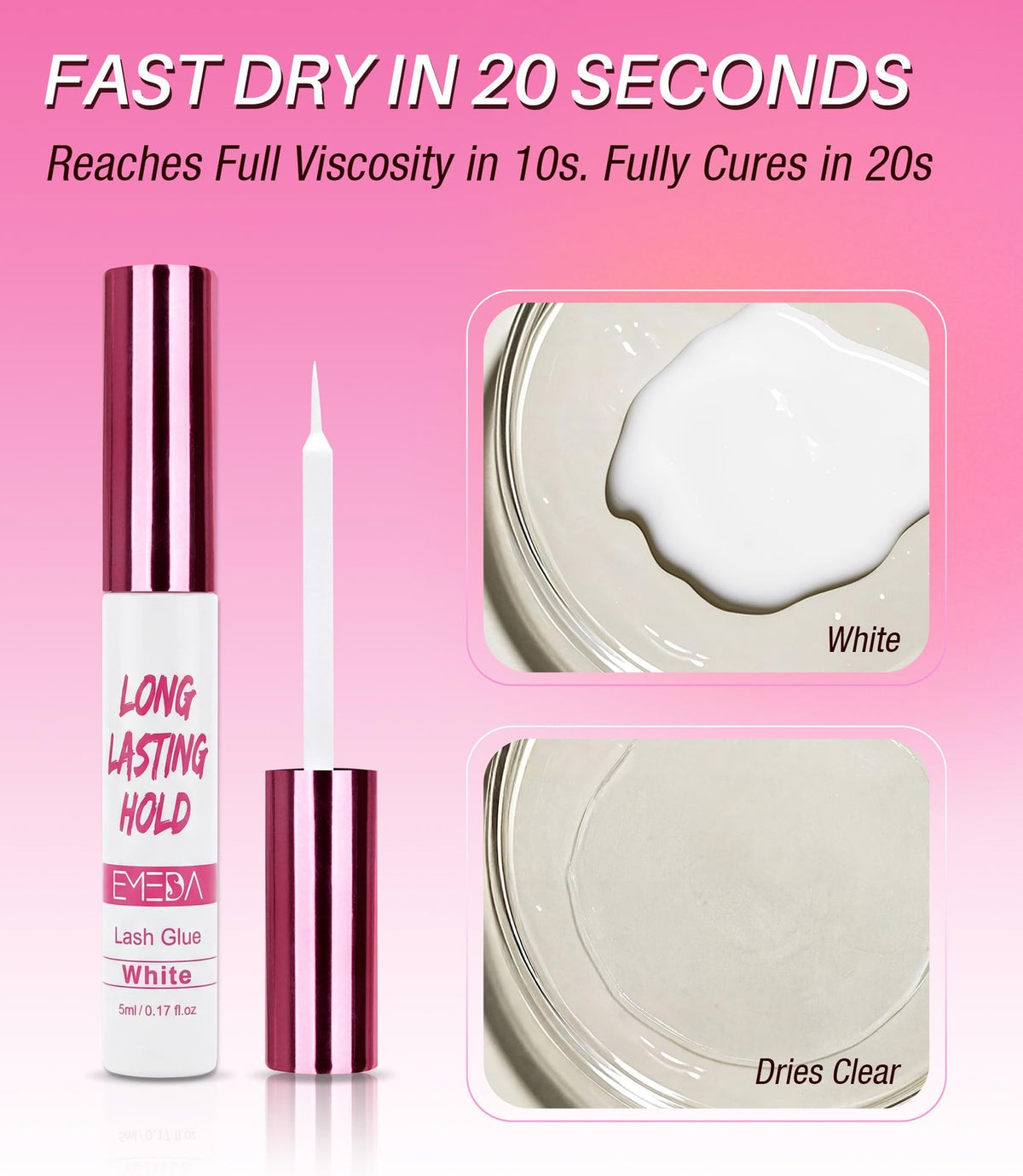 Strong Hold Waterproof Lash Glue - Hypoallergenic Eyelash Adhesive for 5 Day Wear